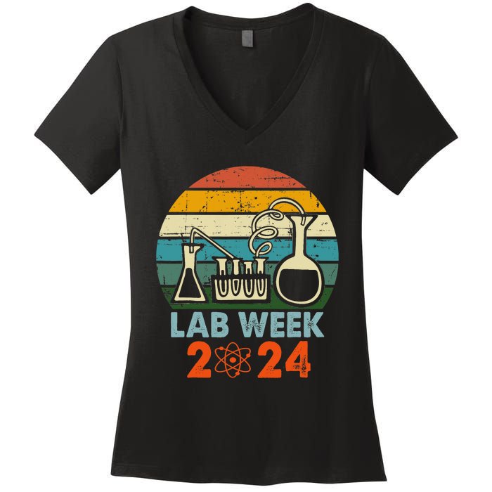 Laboratory Tech Medical Technician Scientist Lab Week 2024 Women's V-Neck T-Shirt