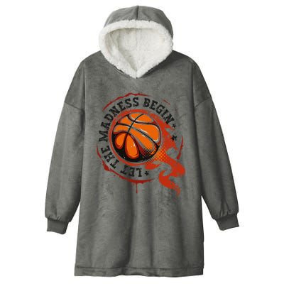 Let the Madness Begin College March Basketball Tournament Hooded Wearable Blanket