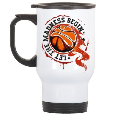 Let the Madness Begin College March Basketball Tournament Stainless Steel Travel Mug