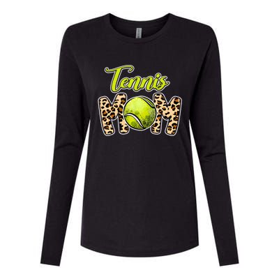 Leopard Tennis Mom Life Game Day Mama Mothers Day Gift Womens Cotton Relaxed Long Sleeve T-Shirt