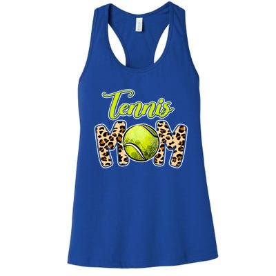 Leopard Tennis Mom Life Game Day Mama Mothers Day Gift Women's Racerback Tank