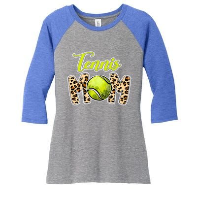 Leopard Tennis Mom Life Game Day Mama Mothers Day Gift Women's Tri-Blend 3/4-Sleeve Raglan Shirt