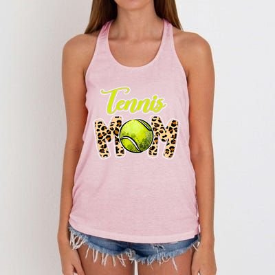 Leopard Tennis Mom Life Game Day Mama Mothers Day Gift Women's Knotted Racerback Tank