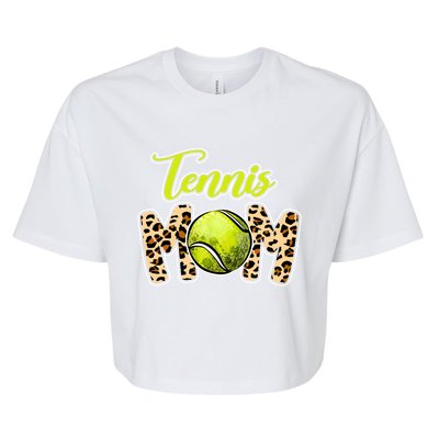 Leopard Tennis Mom Life Game Day Mama Mothers Day Gift Bella+Canvas Jersey Crop Tee