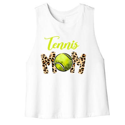 Leopard Tennis Mom Life Game Day Mama Mothers Day Gift Women's Racerback Cropped Tank