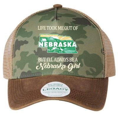 Life Took Me Out Of But Ill Always Be A Nebraska Girl Legacy Tie Dye Trucker Hat
