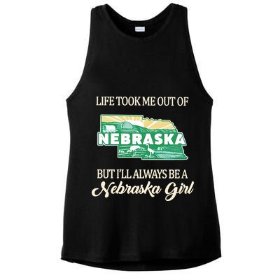 Life Took Me Out Of But Ill Always Be A Nebraska Girl Ladies PosiCharge Tri-Blend Wicking Tank