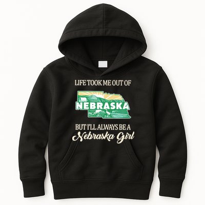 Life Took Me Out Of But Ill Always Be A Nebraska Girl Kids Hoodie