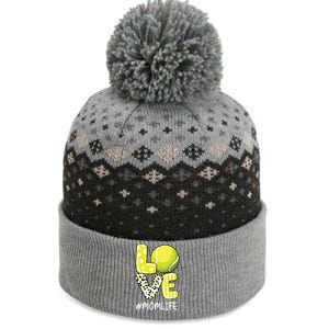 Love Tennis Mom Life Player With Leopard The Baniff Cuffed Pom Beanie