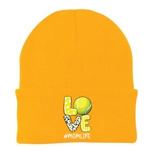 Love Tennis Mom Life Player With Leopard Knit Cap Winter Beanie