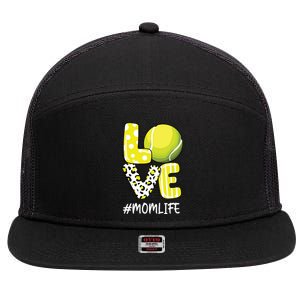 Love Tennis Mom Life Player With Leopard 7 Panel Mesh Trucker Snapback Hat