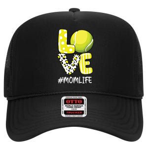 Love Tennis Mom Life Player With Leopard High Crown Mesh Back Trucker Hat