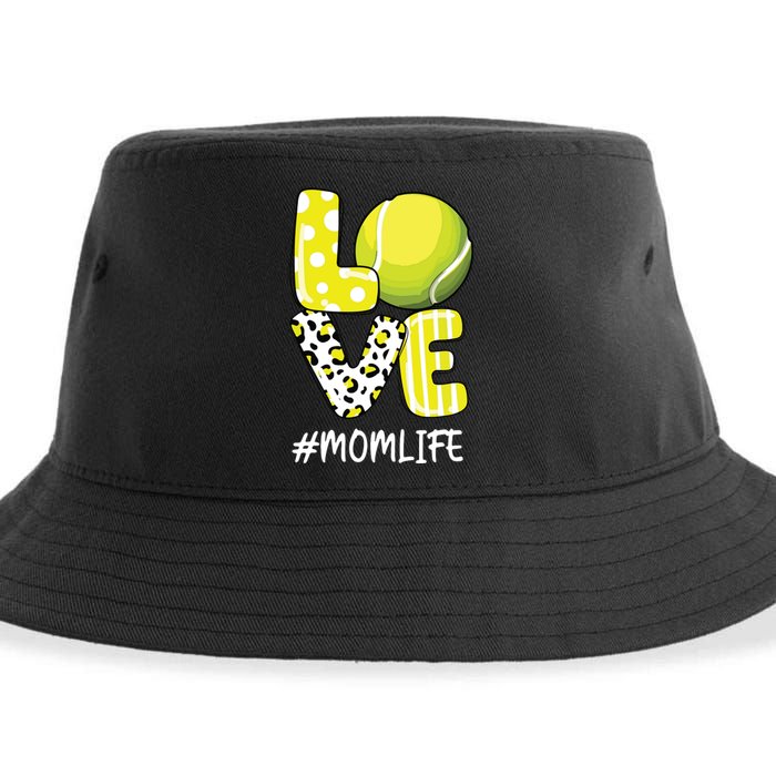 Love Tennis Mom Life Player With Leopard Sustainable Bucket Hat