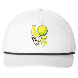 Love Tennis Mom Life Player With Leopard Snapback Five-Panel Rope Hat