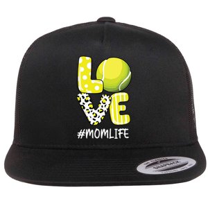 Love Tennis Mom Life Player With Leopard Flat Bill Trucker Hat