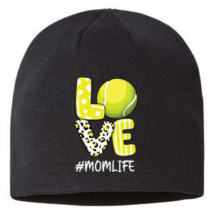 Love Tennis Mom Life Player With Leopard Sustainable Beanie