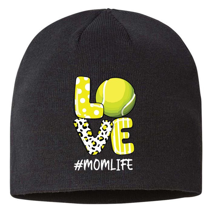 Love Tennis Mom Life Player With Leopard Sustainable Beanie