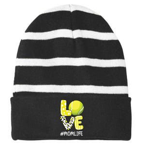 Love Tennis Mom Life Player With Leopard Striped Beanie with Solid Band