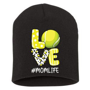 Love Tennis Mom Life Player With Leopard Short Acrylic Beanie