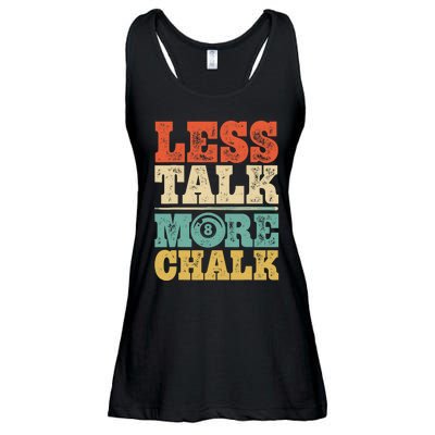 Less Talk More Chalk Funny Pool Billiards Player 8 Ball Ladies Essential Flowy Tank