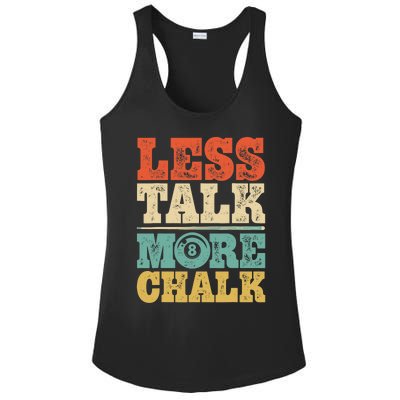 Less Talk More Chalk Funny Pool Billiards Player 8 Ball Ladies PosiCharge Competitor Racerback Tank