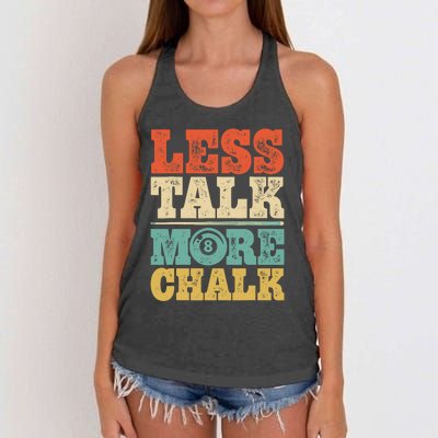 Less Talk More Chalk Funny Pool Billiards Player 8 Ball Women's Knotted Racerback Tank