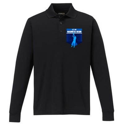 Let The Madness Begin Basketball Bring On The Big Tourney Performance Long Sleeve Polo