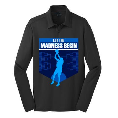 Let The Madness Begin Basketball Bring On The Big Tourney Silk Touch Performance Long Sleeve Polo