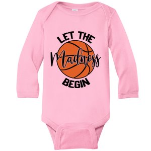 Let The Madness Begin College Basketball Baby Long Sleeve Bodysuit