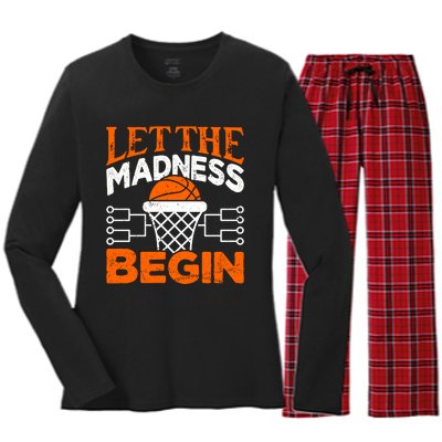 Let The Madness Begin College Basketball Women's Long Sleeve Flannel Pajama Set 