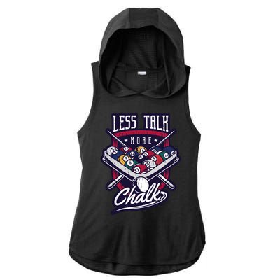 Less Talk More Chalk Billiards Ladies PosiCharge Tri-Blend Wicking Draft Hoodie Tank