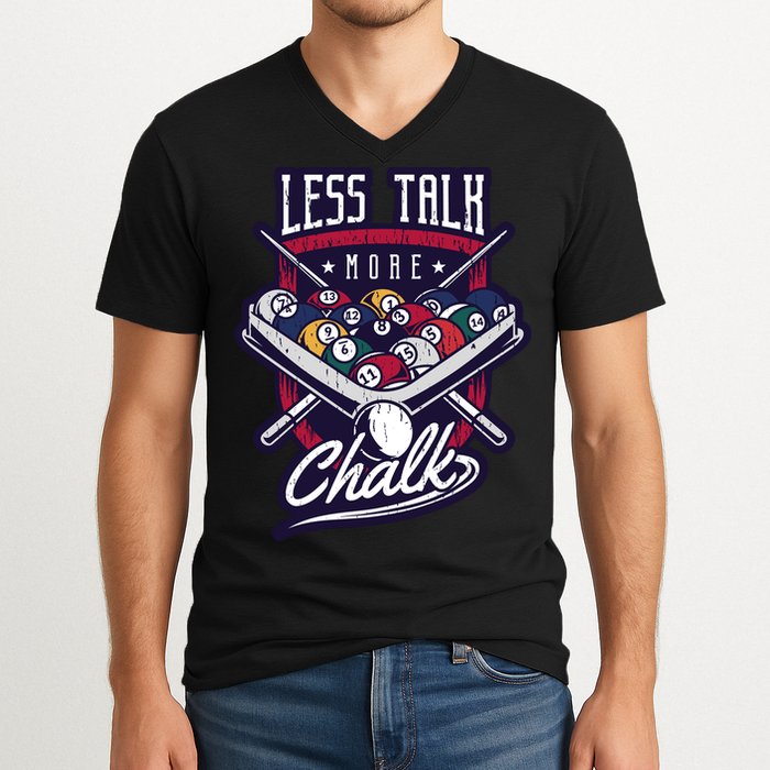 Less Talk More Chalk Billiards V-Neck T-Shirt