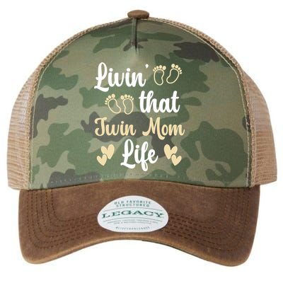 Livin That Mom Twin Life Twins Pregnant Two Mom Cute Gift Legacy Tie Dye Trucker Hat