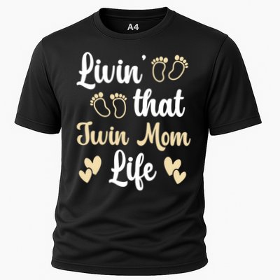 Livin That Mom Twin Life Twins Pregnant Two Mom Cute Gift Performance Shirt