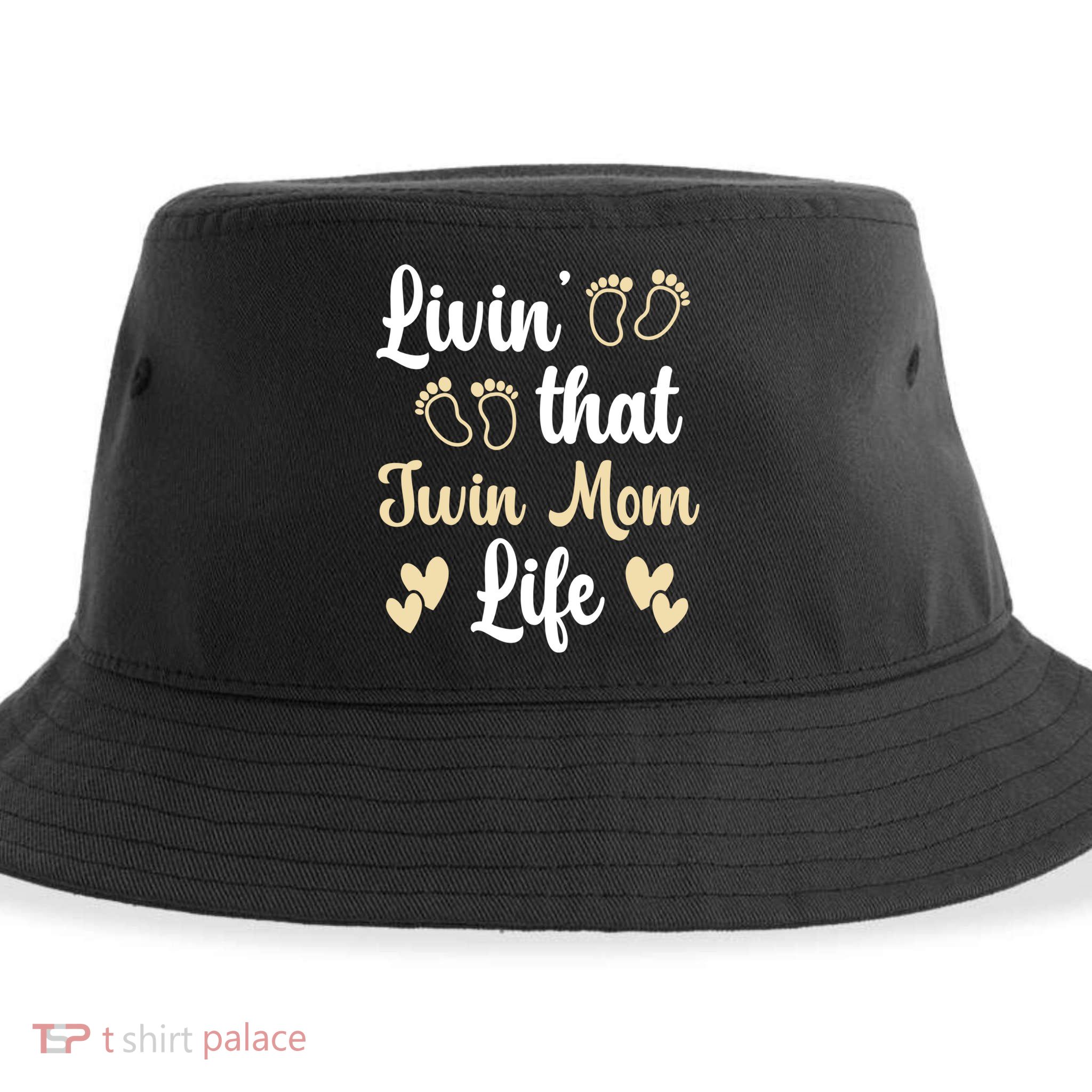 Livin That Mom Twin Life Twins Pregnant Two Mom Cute Gift Sustainable Bucket Hat