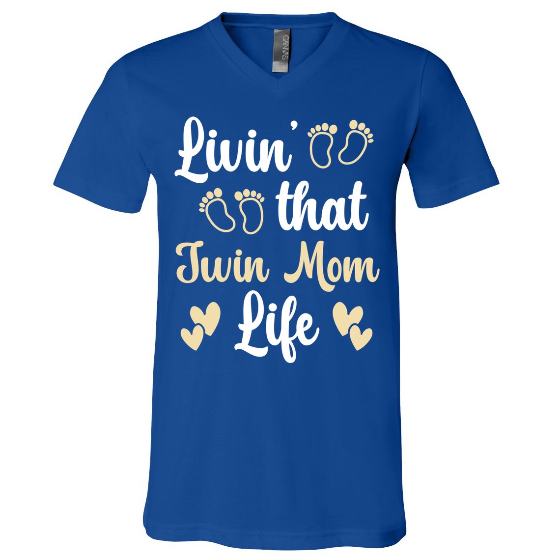 Livin That Mom Twin Life Twins Pregnant Two Mom Cute Gift V-Neck T-Shirt