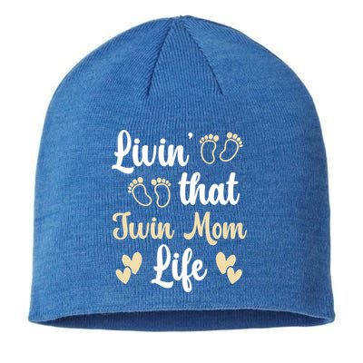 Livin That Mom Twin Life Twins Pregnant Two Mom Cute Gift Sustainable Beanie