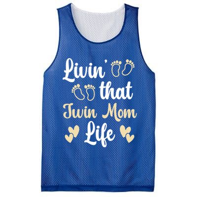 Livin That Mom Twin Life Twins Pregnant Two Mom Cute Gift Mesh Reversible Basketball Jersey Tank