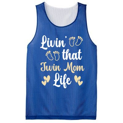 Livin That Mom Twin Life Twins Pregnant Two Mom Cute Gift Mesh Reversible Basketball Jersey Tank