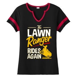 Lawn Tractor Mowing Gift The Lawn Ranger Rides Again Ladies Halftime Notch Neck Tee