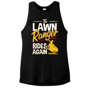 Lawn Tractor Mowing Gift The Lawn Ranger Rides Again Ladies PosiCharge Tri-Blend Wicking Tank