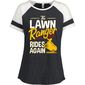 Lawn Tractor Mowing Gift The Lawn Ranger Rides Again Enza Ladies Jersey Colorblock Tee