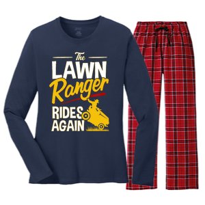 Lawn Tractor Mowing Gift The Lawn Ranger Rides Again Women's Long Sleeve Flannel Pajama Set 