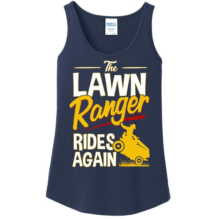 Lawn Tractor Mowing Gift The Lawn Ranger Rides Again Ladies Essential Tank