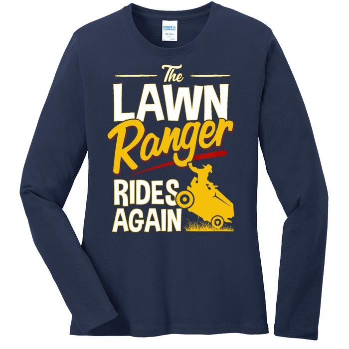 Lawn Tractor Mowing Gift The Lawn Ranger Rides Again Ladies Long Sleeve Shirt