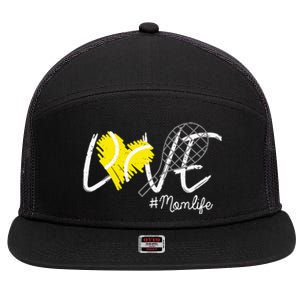 LOVE Tennis Mom Life Gift For Mom Women Mothers Day 7 Panel Mesh Trucker Snapback Hat