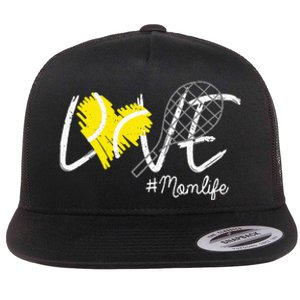 LOVE Tennis Mom Life Gift For Mom Women Mothers Day Flat Bill Trucker Hat