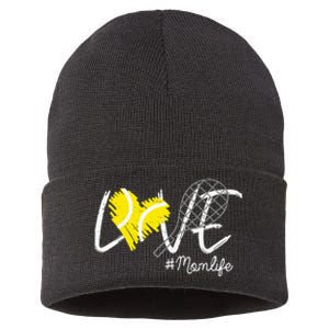 LOVE Tennis Mom Life Gift For Mom Women Mothers Day Sustainable Knit Beanie