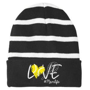 LOVE Tennis Mom Life Gift For Mom Women Mothers Day Striped Beanie with Solid Band