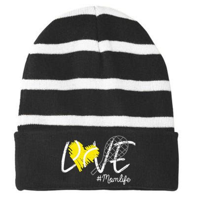 LOVE Tennis Mom Life Gift For Mom Women Mothers Day Striped Beanie with Solid Band